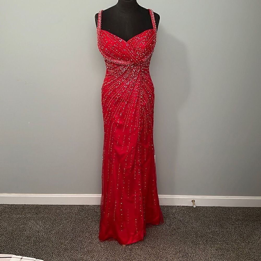 Alfredangelo,Red Beadedmaxipromdress
